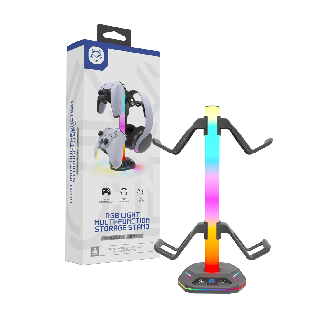 Suporte de fone de ouvido e Comandos com Luz RGB, acessórios para mesa de jogos, 10 modos de iluminação - Imagem 2