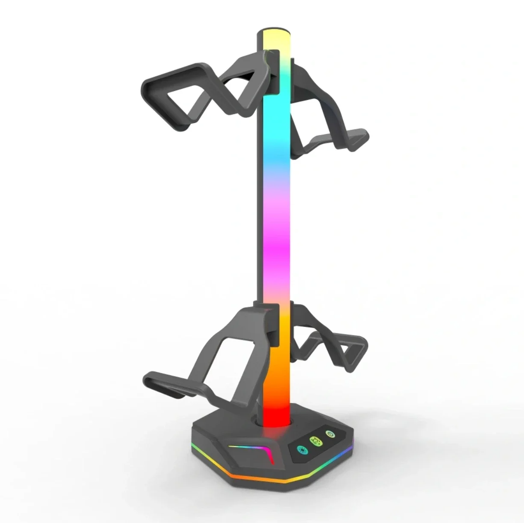 Suporte de fone de ouvido e Comandos com Luz RGB, acessórios para mesa de jogos, 10 modos de iluminação - Imagem 3