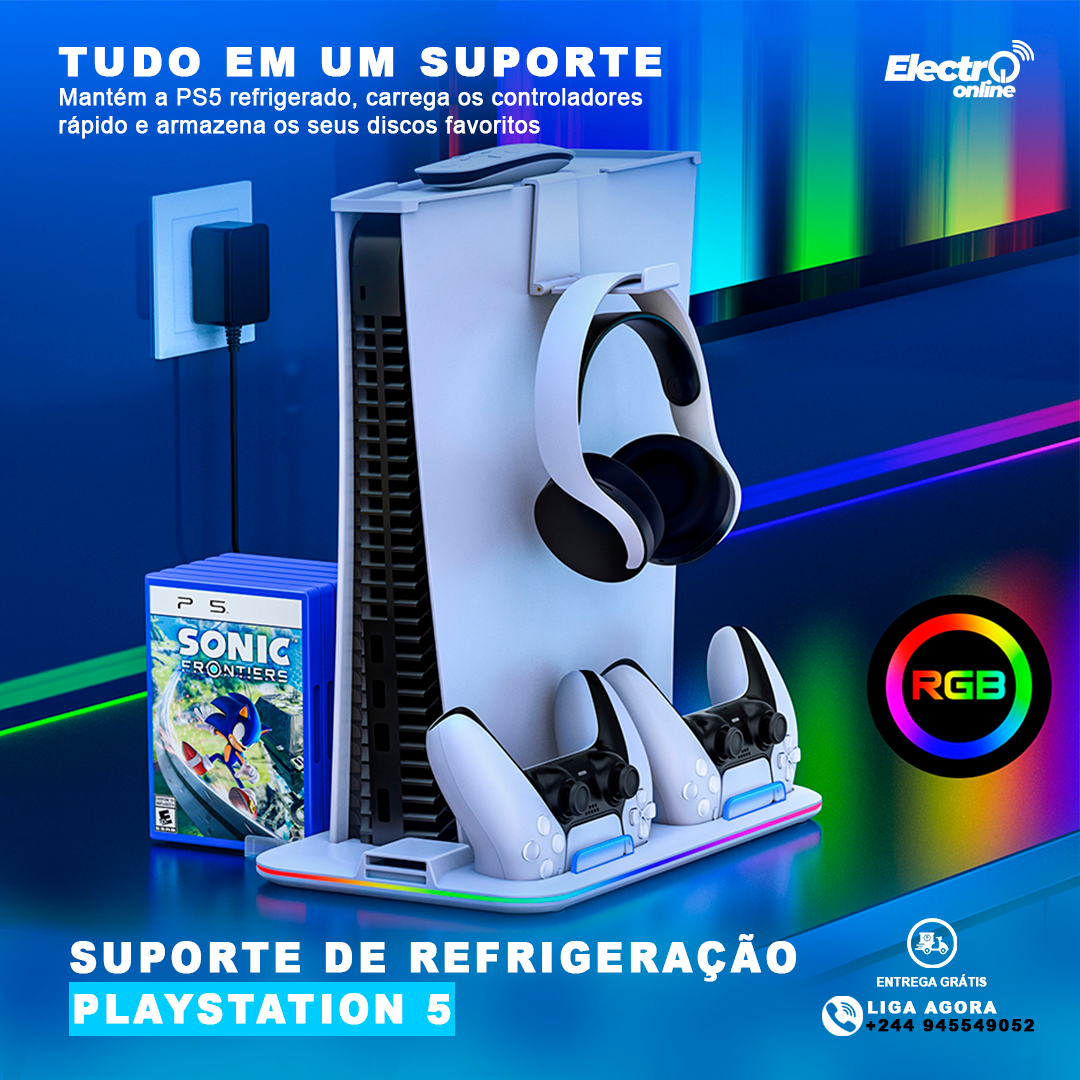 Suporte de Refrigeração Multifunção para PS5 Cum Luz RGB