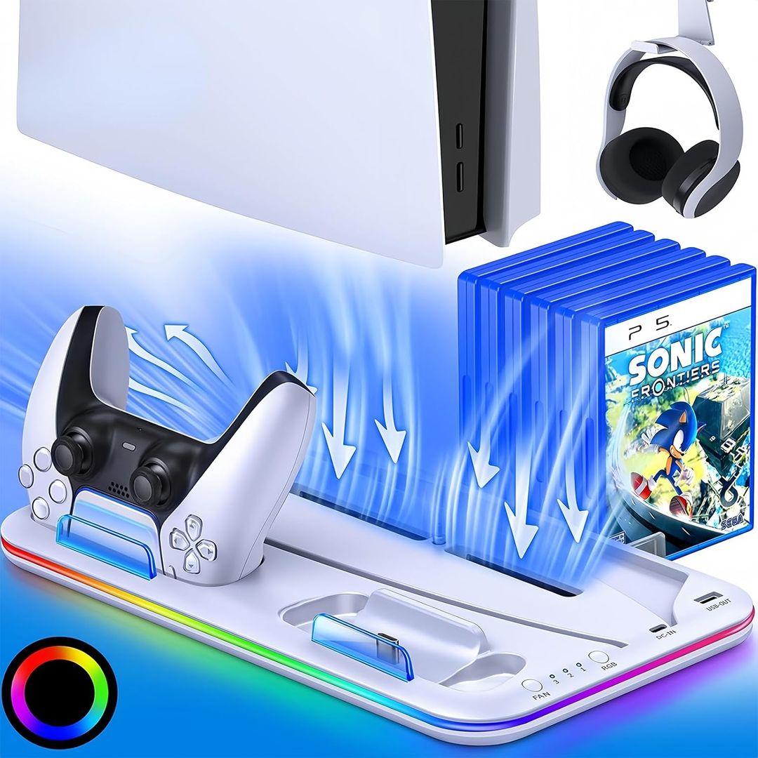 Suporte de Refrigeração Multifunção para PS5 Cum Luz RGB - Imagem 3