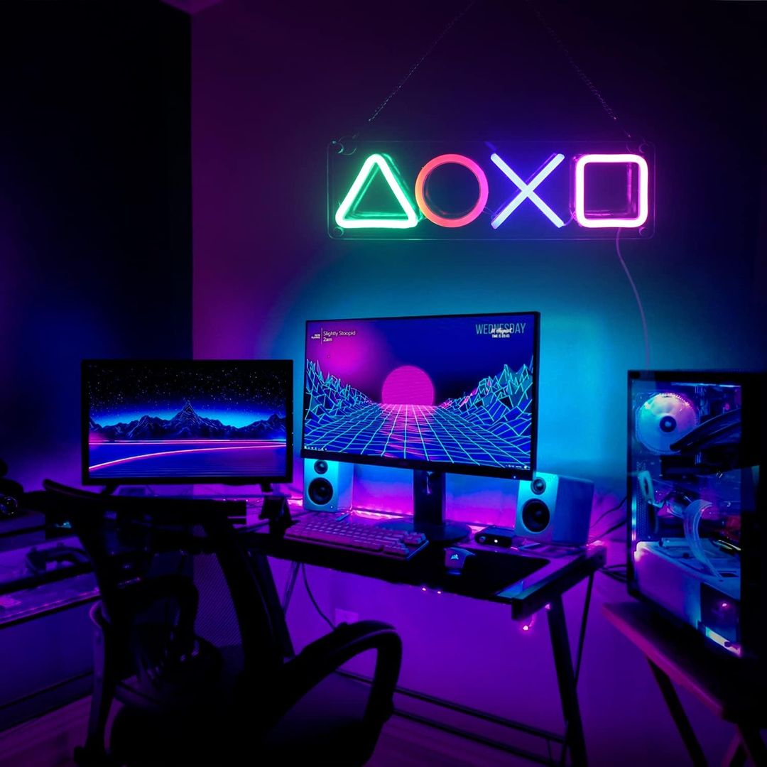 Led de Néon Botão de Playstation