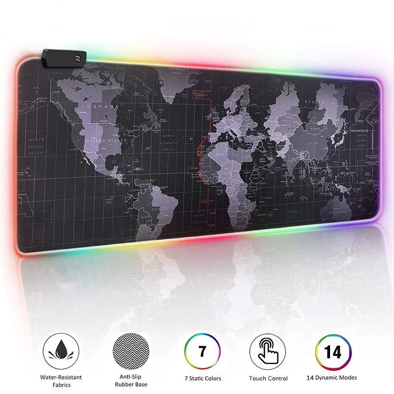 Mousepad Gaming RGB de Mapa de Mundo