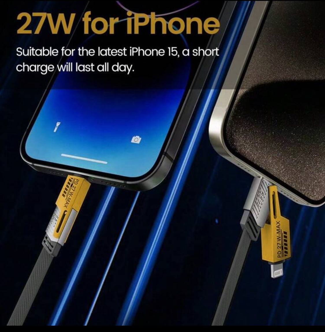 Cabo de carregamento rápido 4/1, para iPhone & Android 🤖 tipo C, entregas 🚚  gratuitas na compra de +2, disponíveis para todo país.🇦🇴  - Imagem 3