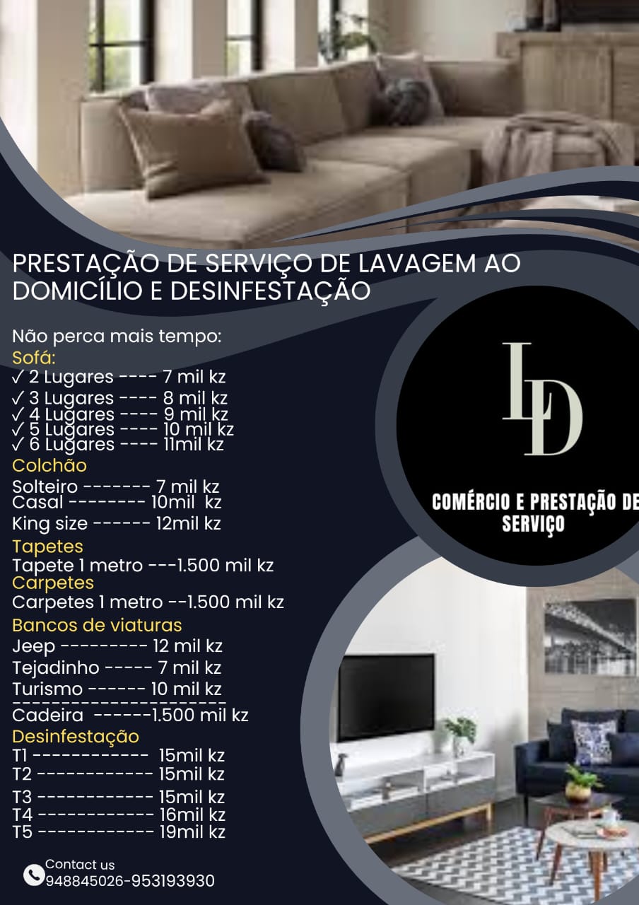 Serviços de limpeza e lavagem de cadeirões.